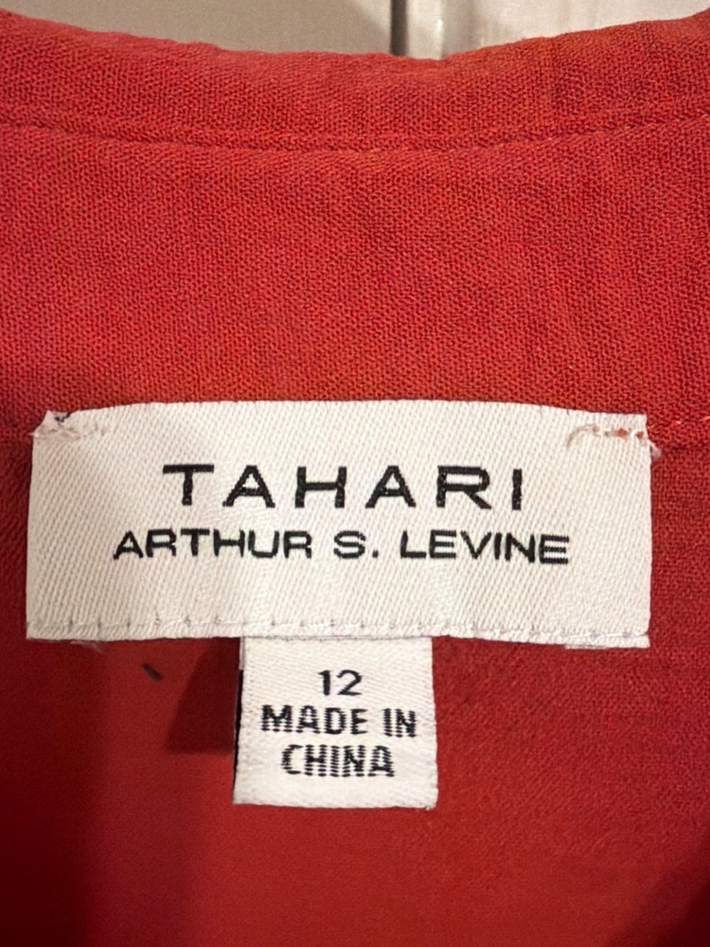 Tahari ASL Coral-Red Long-Sleeve Button Front Ruffle-Hem Dress - Picture 3 of 7